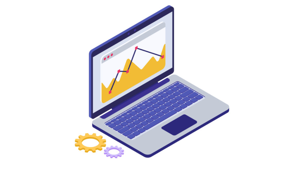 Aptic Consulting - Laptop displaying data analytics and performance graphs.